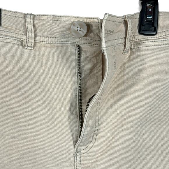 LOFT SZ 25/0 Jean Shorts Stretch Hi-Rise Pockets Zip-Fly Beige - Picture 2 of 5